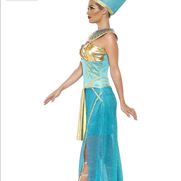 Nefertiti Egyptian Costume Aqua Gold CALLIELIVES - Picture 5 of 7